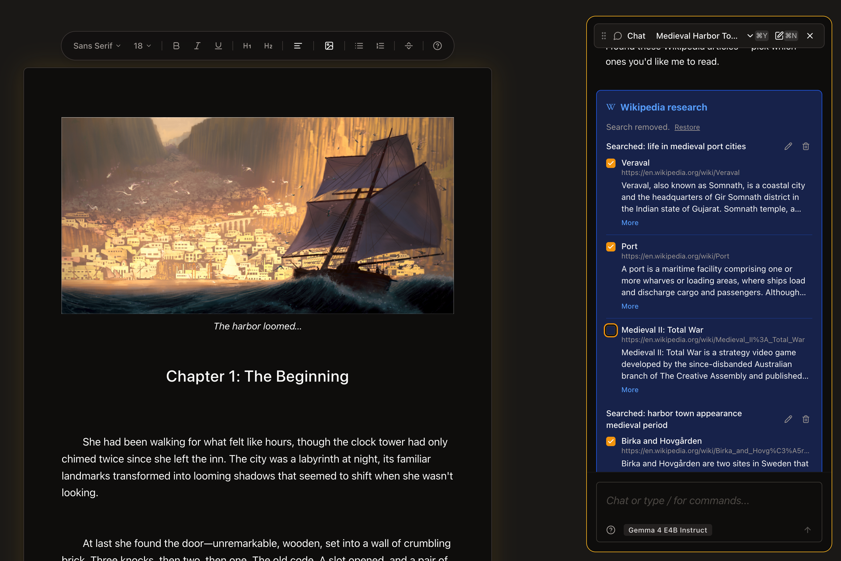 Web research in chat