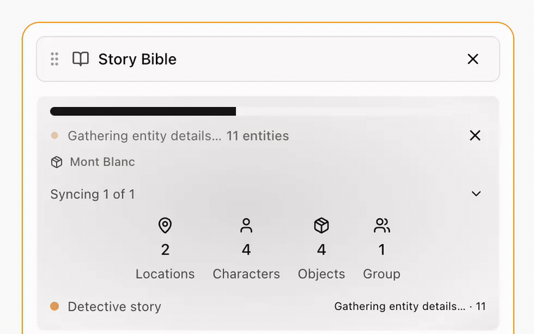 Live sync progress with entity discovery feed