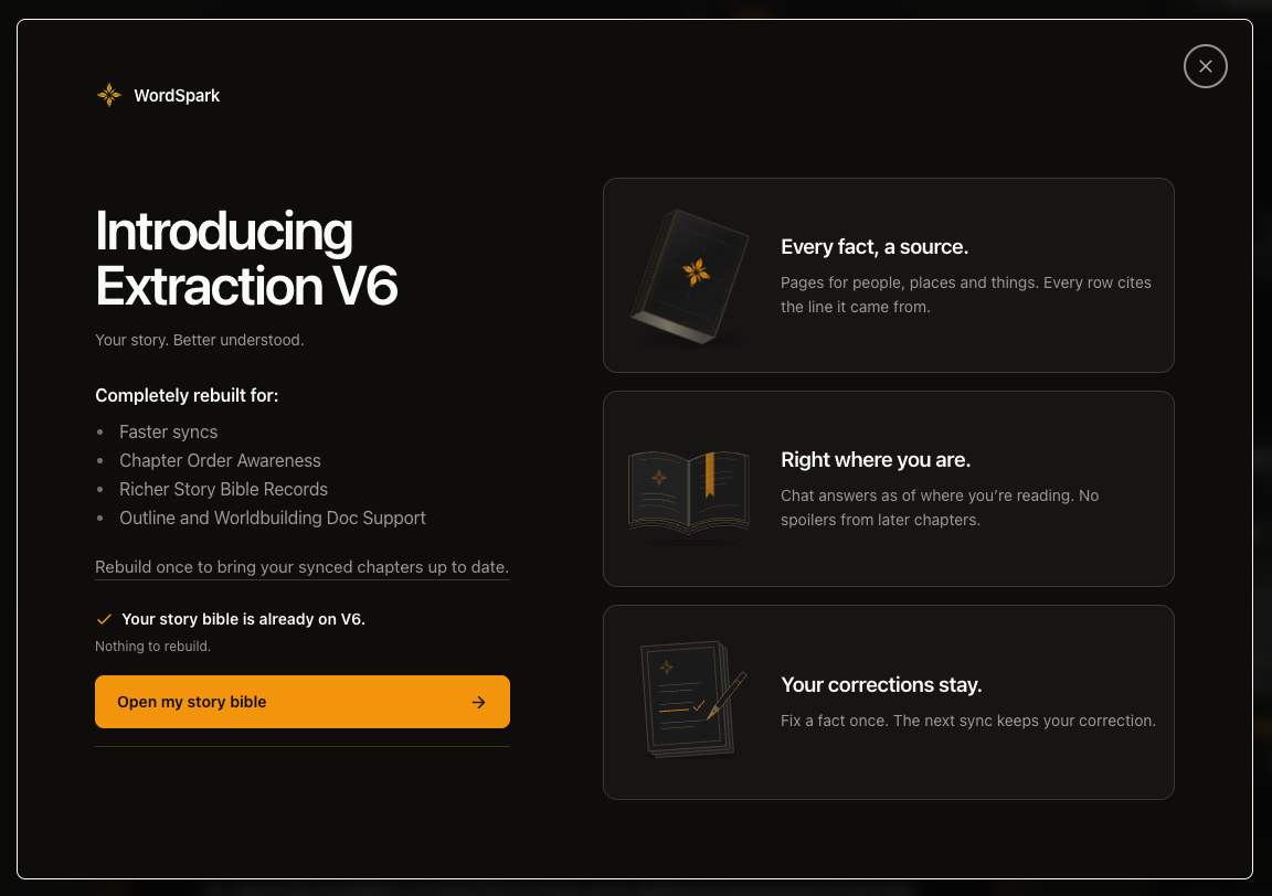 The Extraction V6 announcement: every fact a source, answers as of where you are, corrections that stay